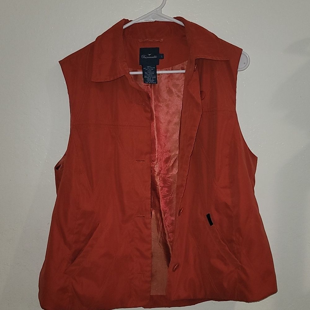 Faconnable Women's Red Orange Vest Sz L